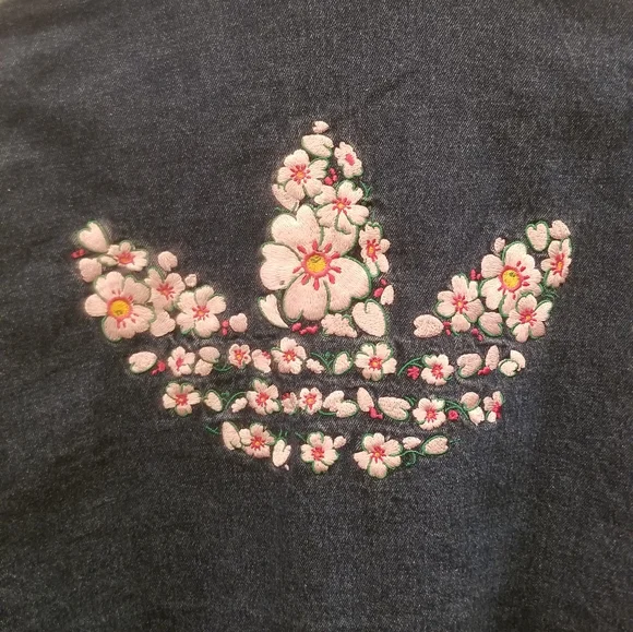 Adidas Cropped Dark Blue Denim Jacket - Picture 7 of 9